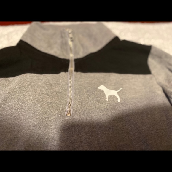 PINK Victoria Secret Grey/Black 1/3 Zip pullover - Picture 3 of 5